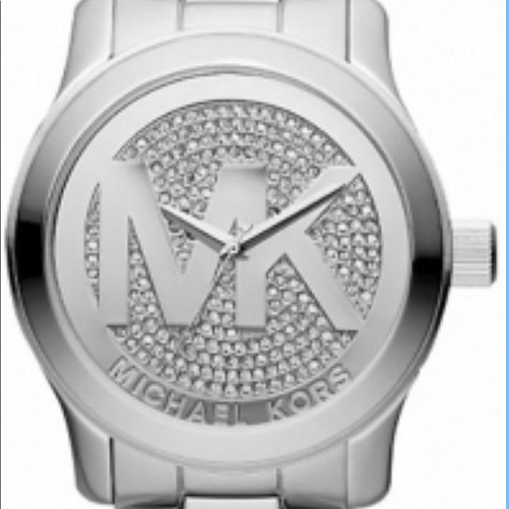 NIB MICHAEL Michael Kors Steel Unisex Runway Watch.